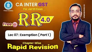 🚀07 GST IDT Revision  Exemption Part 1  CA amp CMA Inter IDT  CA Vishal Bhattad  Sept24 amp Jan25 [upl. by Gaston]