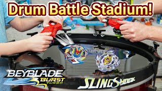 MOST INSANE BURSTS in our BEYBLADE DRUM BATTLE STADIUM  Beyblade Burst Turbo SlingShock Battles [upl. by Erich398]