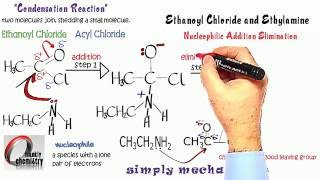 Simply Mechanisms 7d Nucleophilic Addition Elimination Ethanoyl Chloride amp Ethylamine [upl. by Nitsir]