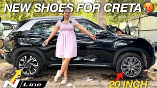 INSTALLING UNIQUE ALLOYS amp TYRES IN OUR CRETA  सबसे अलग बना दी 😎 [upl. by Redla941]