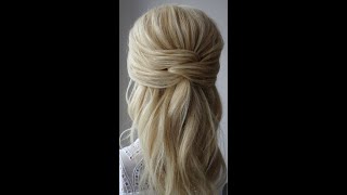 EASY half up half down hairstyle  hair tutorial shorts [upl. by Meehar793]