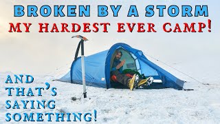 SNOWSTORM SOLO WINTER CAMP  STORM FORCE WINDS Wild Camping Blencathra Summit Lake District UK [upl. by Jump]