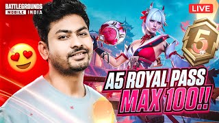 🔴BGMI NEW A5 ROYAL PASS MAXING 100  CONQUEROR TOP 100 LOBBY RANK PUSH [upl. by Anilad]