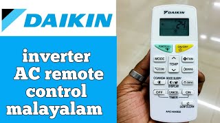 DAIKIN inverter AC remote control function Malayalam [upl. by Pentha]