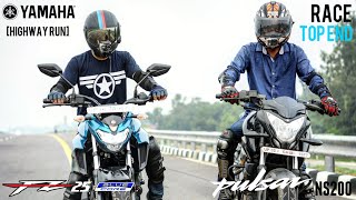 Pulsar NS200 VS Yamaha FZ25  RACE  TOP END  HIGHWAY BATTLE [upl. by Rehptosirhc]