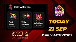 Today 21 Sep Blove DApp Daily Activity blovedapp guessword triviachallenge [upl. by Carver]