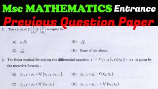 Msc Maths Entrance Exam Previous Question Paper  Mathematics  Calicut University  Entrance [upl. by Yenrab304]