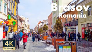 Brasov Romania 🇷🇴 4K With Audio Walking Tour March 2022 [upl. by Spielman]