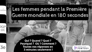 Les femmes pendant la Première Guerre mondiale en 180 secondes [upl. by Annaynek]