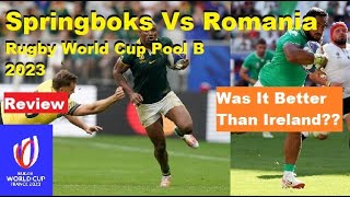 Rugby World Cup Review Springboks VS Romania Pool B 2023 Reactions Analysis Recap [upl. by Onra]