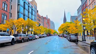 Boston is beautiful when it rains  relaxing morning walk  Public Garden Beacon Hill Acorn street [upl. by Helaina305]