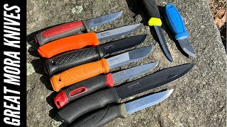 9 Awesome Knives from Mora Morakniv Garberg Kansbol Companion Bushcraft amp More Knives [upl. by Gerius]