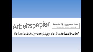 05 Analyse der Pädagogischen Situation [upl. by Oiludbo]