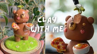 Relax amp Clay with Me ✿ Making a Bear Figurine from Start to Finish clay process supplies ect [upl. by Arihday340]