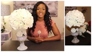 Glamorous Wedding Centerpiece  DIY Dollar Tree  Under 25 Bridal Floral Design [upl. by Redle431]