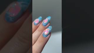 ⛅️🩵 fluffy clouds with auroras nailart nailhacks naildesign nails [upl. by Solenne]