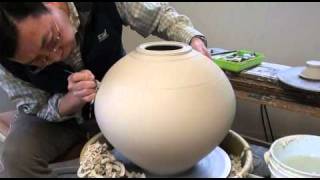 35 Making  Trimming a Large Porcelain Covered  Lidded Jar with HsinChuen Lin [upl. by Airotciv]