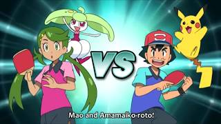 Pokémon Sun amp Moon Series MaoMallow VS SatoshiAsh [upl. by Ahsielat]