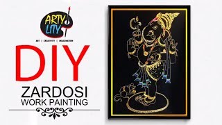 Zardosi Work Painting Tutorial  Ganesha Wall Hanging made with Zardosi Wire Ball Chain amp Kundan [upl. by Martine]