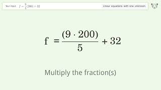 Solve f9520032 Linear Equation Video Solution  Tiger Algebra [upl. by Nodnart]