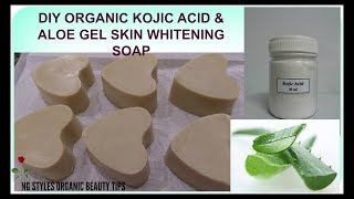 HOW TO MAKE ORGANIC KOJIC ACID AND ALOE VERA SKIN WHITENING SOAP  100 EFFECTIVE [upl. by Friedly]