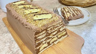 Vetem per 15 min gatiTorte me keksa dhe bananeEasy no bake cake recipe [upl. by Ecnerual]