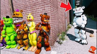 CAN THE ANIMATRONICS DEFEAT EVIL WHITE FREDDY GTA 5 Mods FNAF RedHatter [upl. by Kentiggerma317]