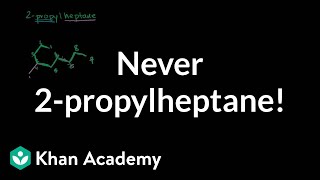 Correction  2propylheptane should never be the name  Organic chemistry  Khan Academy [upl. by Ahgem]