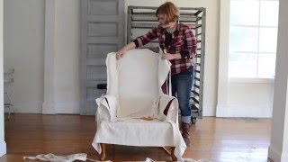 how to make a slipcover  part 4  wings arms seat amp apron [upl. by Idur]