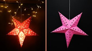 DIY Star Lantern  How to Make Paper Star Lantern Kandil for Christmas Decor New Year  Diwali [upl. by Mota]