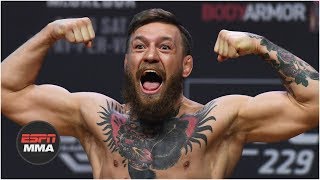 Conor McGregor vs Khabib Nurmagomedov weighin Conor kicks out Drake rocks Irish flag  UFC 229 [upl. by Atina]