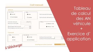 Avantage en nature véhicule partie 2 tableau de calcul  exercice AN véhicule  titres restaurant [upl. by Enaht817]