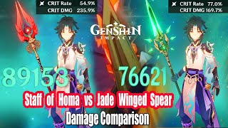 Genshin Impact  Staff of Homa R1 vs Primordial Jade Spear R1 Damage Comparison  No Food [upl. by Noteek]