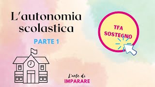 Lautonomia scolastica  Parte 1  TFA Sostegno e Concorso docenti [upl. by Asennav302]