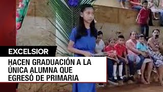 Chiapas Le hacen graduación a la única alumna que aprobó la primaria [upl. by Brinson]