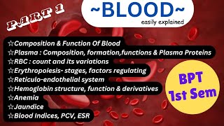 Blood Physiology  Part 1 1st Sem BPT  Easy Explanation with PDF Notes  Human Physiology [upl. by Attaynik]