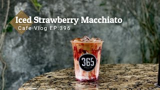 Cafe Vlog EP396  Iced Strawberry Macchiato  Taste with new drinks  Barista Vlog  Cafe Shop [upl. by Nayk]