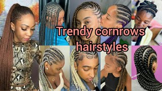 Trendy cornrows hairstyles for black women  Cornrows braids hairstyles Cornrows hairstyles 2024 [upl. by Sualkcin]