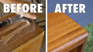 Scraping Off The Crusty Old Finish  Refinishing A Mahogany Bookcase Furniture Restoration amp Repair [upl. by Gabrielson]