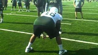 OLine vs DLine 1 on 1 Run Block Practice 13 [upl. by Ymarej335]