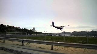 Winair DHC6300 landing at Princess Juliana St Maarten SXM by jonfromqueens [upl. by Hazelton]