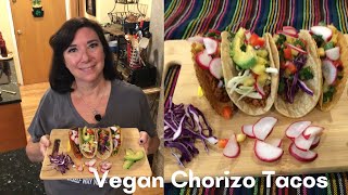 VEGAN CHORIZO TACOS SOY CHORIZO GLUTEN FREE FAT FREE VEGAN [upl. by Ikilisav]