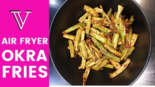 Air fried okra recipe  AIR FRYER OKRA FRIES  Bhindi Recipe  Easy VEGAN Recipes  Shorts [upl. by Betsy]