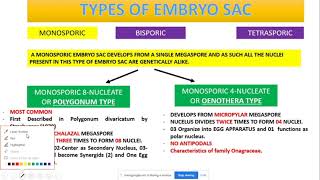 Lecture 8 13082020 Monosporic Types Of Embryo Sac [upl. by Aiekal]