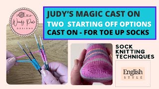 Judy’s Magic Cast On for starting off Toe Up Socks With 2 Versions with and without a slipknot [upl. by Enaek]