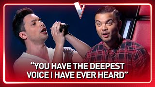 This guys INSANE DEEP voice SHOCKS The Voice coaches  Journey 120 [upl. by Moir]