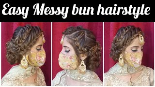 How to make stylish bun hairstyle  Easy hair bun for wedding party  hairstyle for wedding [upl. by Wallis]