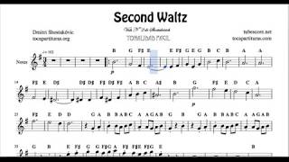 Second Waltz Nº40 by Shostakovich Easy Notes Sheet Music for Violin Flute Recorder Oboe Treble Clef [upl. by Irdua]