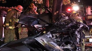 Quadruple Fatal Crash  Northridge RAW FOOTAGE [upl. by Eriha]