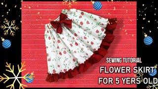 SEWING TUTORIAL  FLOWER SKIRT FOR 5 YEARS OLD [upl. by Eldwin45]